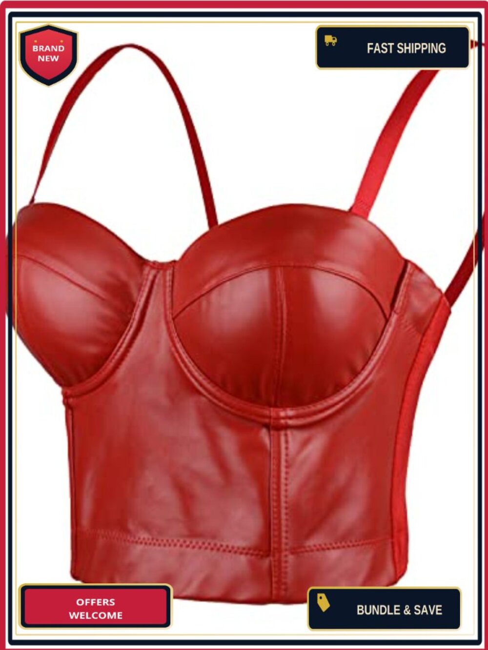 Faux Leather Bustier Corset Top Punk Crop Top